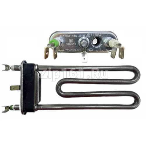 Тэн 1700W L-175mm короткий, прямой с отверстием, двойные клеммы T-CONTROLS by Thermowatt 3160296 Тэн 1700W L-175mm короткий, прямой с отверстием, двойные клеммы T-CONTROLS by Thermowatt 3160296
