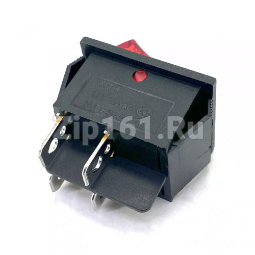 Кнопка биполярная красного цвета 20A, 4 контакта 250V