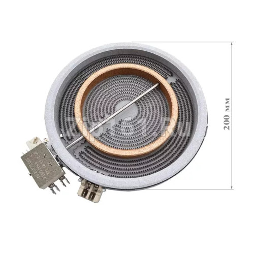 Электроконфорка HiLight 2х зонная D200/125mm 1700/700W Whirlpool 481281718742 C00377912