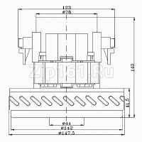 Мотор пылесоса моющий HWX-B-2 1200W, H-146, D-145