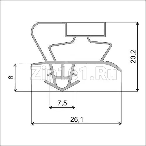Уплотнитель двери 570x690 мм холодильника СНАЙГЕ RF300, RF310, RF360, RF390 МК V372.100-02 Профиль Skycold