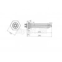 Тэн для электрического котла 1500W ТЭНБ-4,5 (ТЭН 60 В 10/1,5 P 220) фланец G2