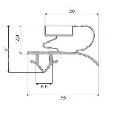 Уплотнитель 660х1016 холодильника Whirlpool Вид профиля ЕК Уплотнитель 660х1016 холодильника Whirlpool Вид профиля ЕК