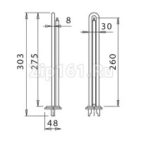 ТЭН Unival для водонагревателя (RCA, 2500W, D48, M6, L275) прямой Италия ТЭН Unival для водонагревателя (RCA, 2500W, D48, M6, L275) прямой Италия