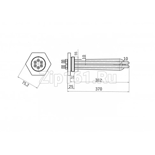 Тэн для электрического котла 2500W ТЭНБ-7,5 (ТЭН 80 В 10/2,5 P 220) фланец G2 Тэн для электрического котла 2500W ТЭНБ-7,5 (ТЭН 80 В 10/2,5 P 220) фланец G2